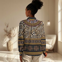 Cameroon Cheetah Toghu Pattern Women Casual Shirt