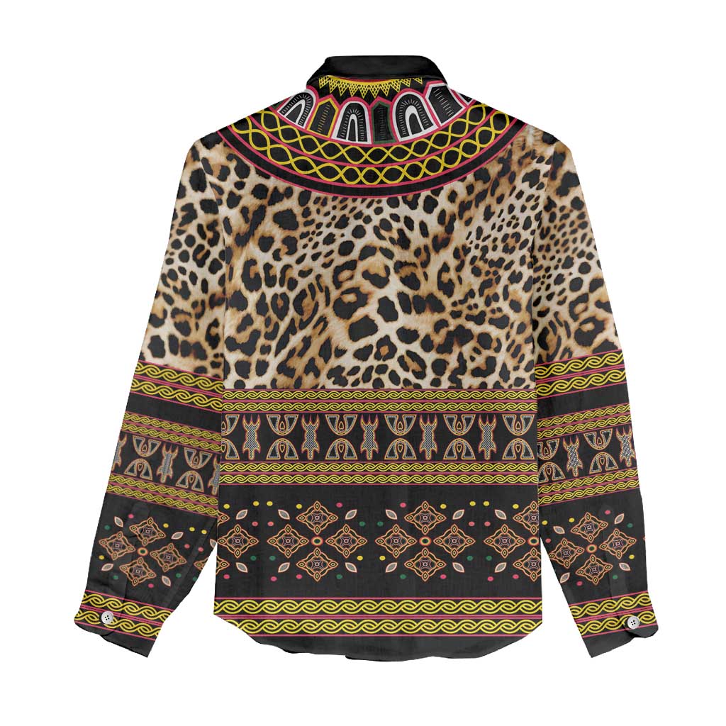 Cameroon Cheetah Toghu Pattern Women Casual Shirt