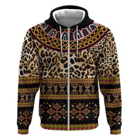 Cameroon Cheetah Toghu Pattern Zip Hoodie