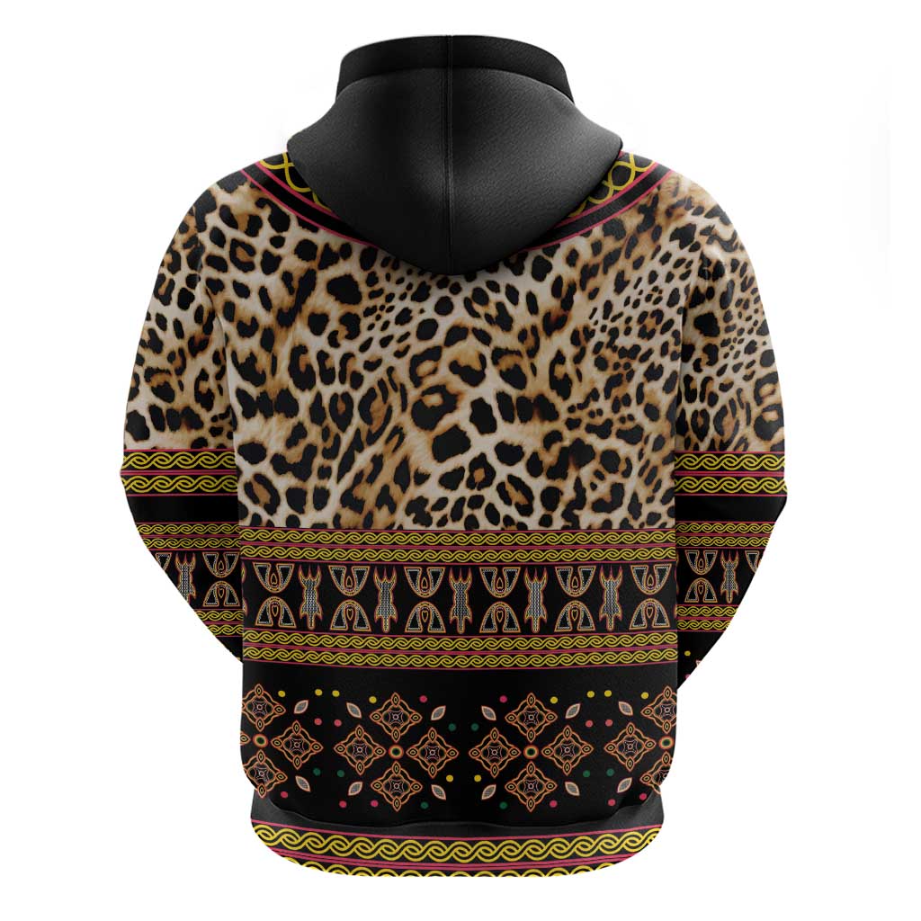 Cameroon Cheetah Toghu Pattern Zip Hoodie