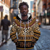 Cameroon Cheetah Toghu Pattern Zip Hoodie