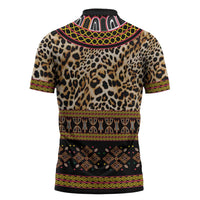 Cameroon Cheetah Toghu Pattern Zipper Polo Shirt