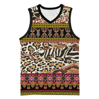Cameroon Toghu Basketball Jersey Wild Animal Skins Seamless Pattern