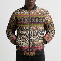 Cameroon Toghu Bomber Puffer Jacket Wild Animal Skins Seamless Pattern