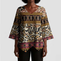 Cameroon Toghu Kimono Sleeve Blouse Wild Animal Skins Seamless Pattern