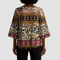 Cameroon Toghu Kimono Sleeve Blouse Wild Animal Skins Seamless Pattern