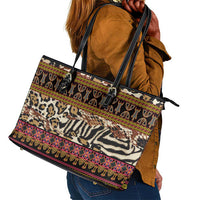 Cameroon Toghu Leather Tote Bag Wild Animal Skins Seamless Pattern