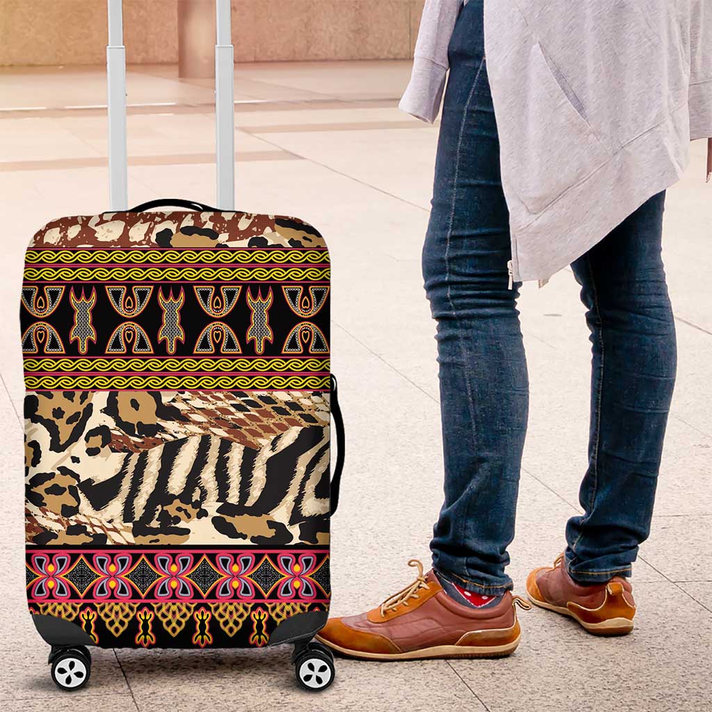 Cameroon Toghu Luggage Cover Wild Animal Skins Seamless Pattern