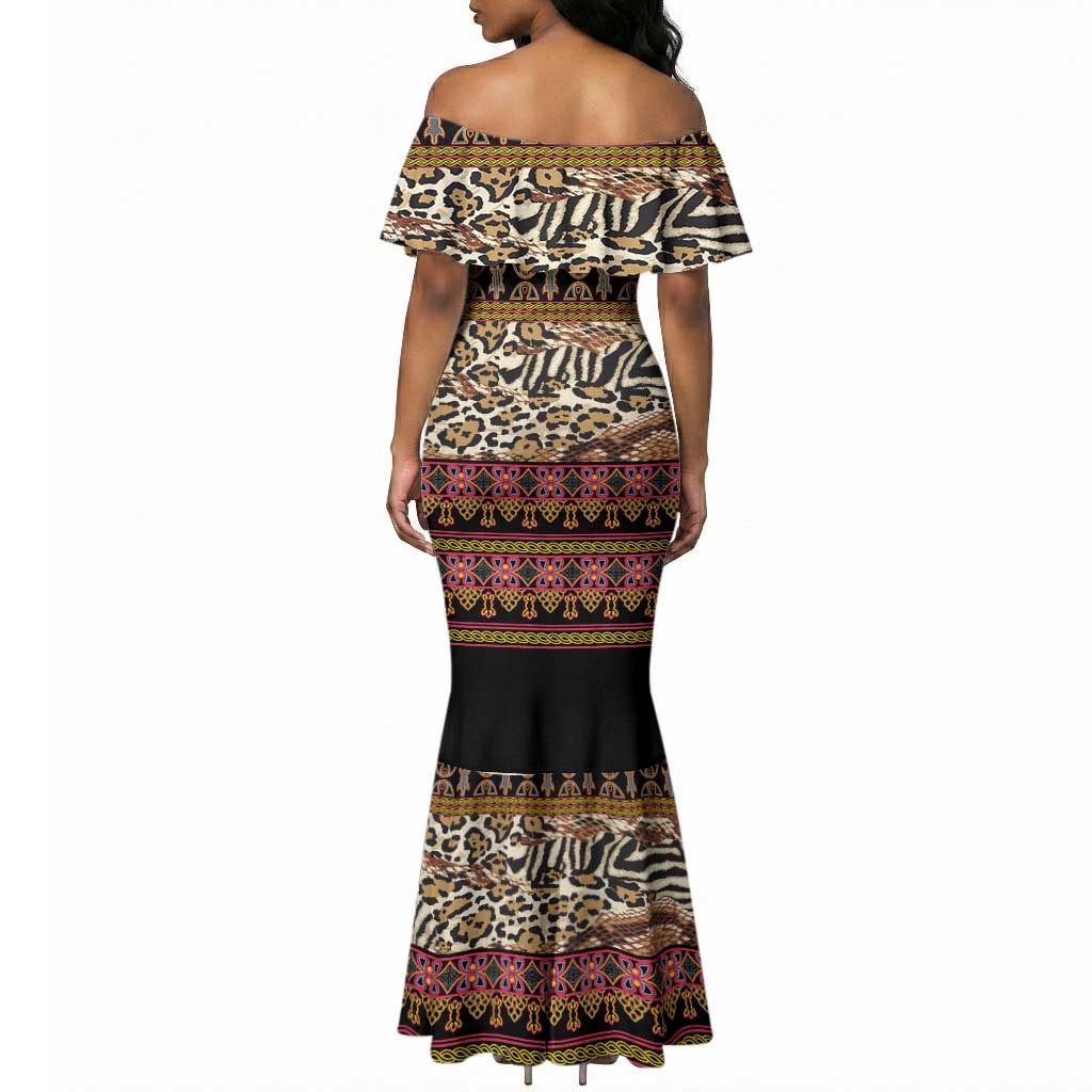 Cameroon Toghu Mermaid Dress Wild Animal Skins Seamless Pattern
