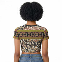 Cameroon Toghu Raglan Cropped T shirt Wild Animal Skins Seamless Pattern