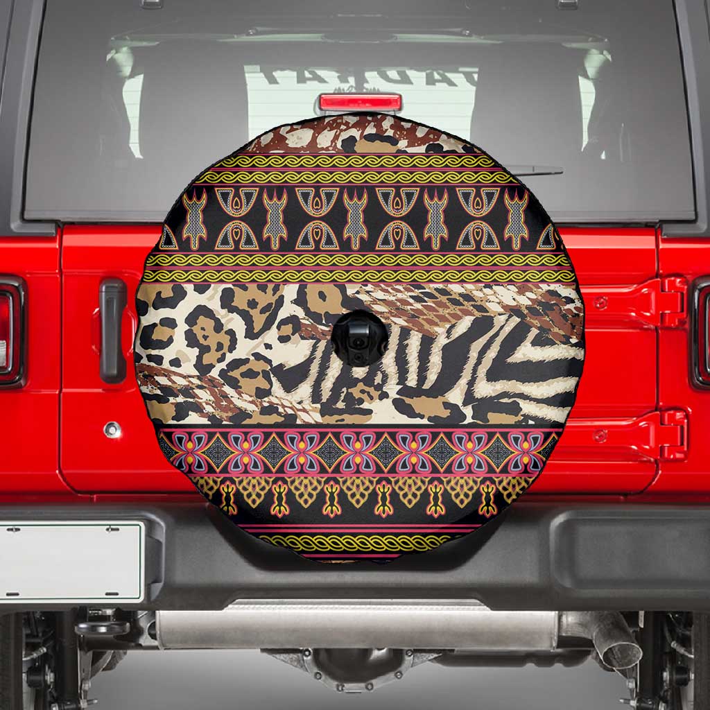 Cameroon Toghu Spare Tire Cover Wild Animal Skins Seamless Pattern