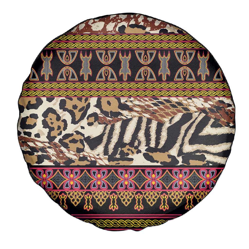 Cameroon Toghu Spare Tire Cover Wild Animal Skins Seamless Pattern