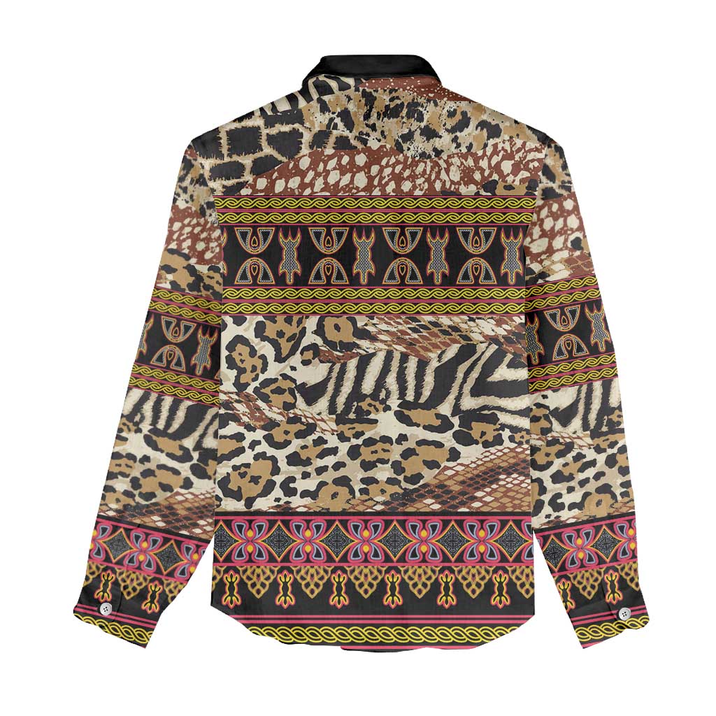 Cameroon Toghu Women Casual Shirt Wild Animal Skins Seamless Pattern