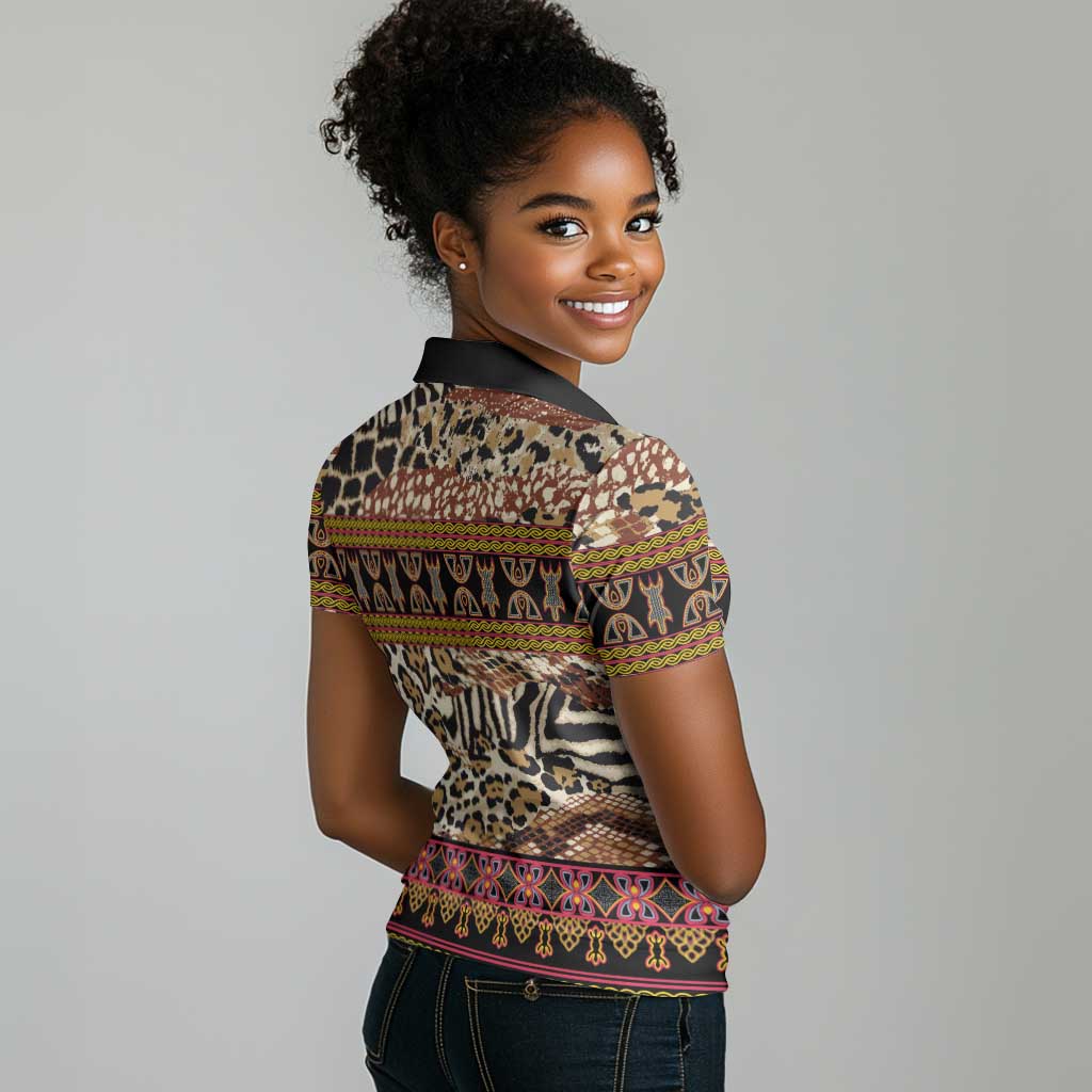 Cameroon Toghu Women Polo Shirt Wild Animal Skins Seamless Pattern