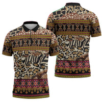 Cameroon Toghu Zipper Polo Shirt Wild Animal Skins Seamless Pattern