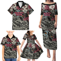 Personalized Japanese Kitsune Mask Family Matching Puletasi and Hawaiian Shirt With Polynesian Arty Style - Wonder Print Shop