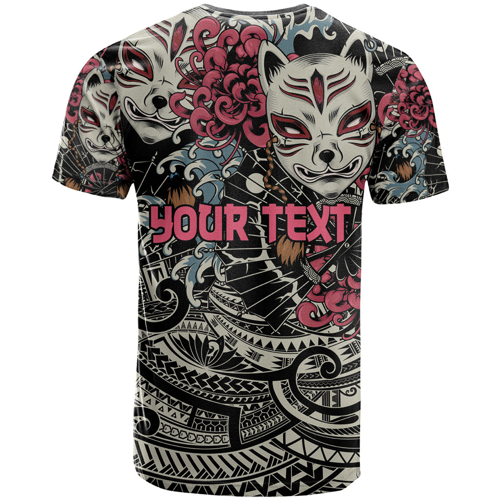 Personalized Japanese Kitsune Mask T Shirt With Polynesian Arty Style - Wonder Print Shop