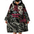 Personalized Japanese Kitsune Mask Wearable Blanket Hoodie With Polynesian Arty Style - Wonder Print Shop