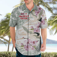 Personalized Japanese Shirasagi Bird Hawaiian Shirt Sakura and Hibiscus Polynesian Pattern - Wonder Print Shop