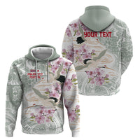 Personalized Japanese Shirasagi Bird Hoodie Sakura and Hibiscus Polynesian Pattern - Wonder Print Shop