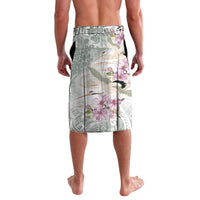Personalized Japanese Shirasagi Bird Lavalava Sakura and Hibiscus Polynesian Pattern - Wonder Print Shop