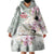Personalized Japanese Shirasagi Bird Wearable Blanket Hoodie Sakura and Hibiscus Polynesian Pattern