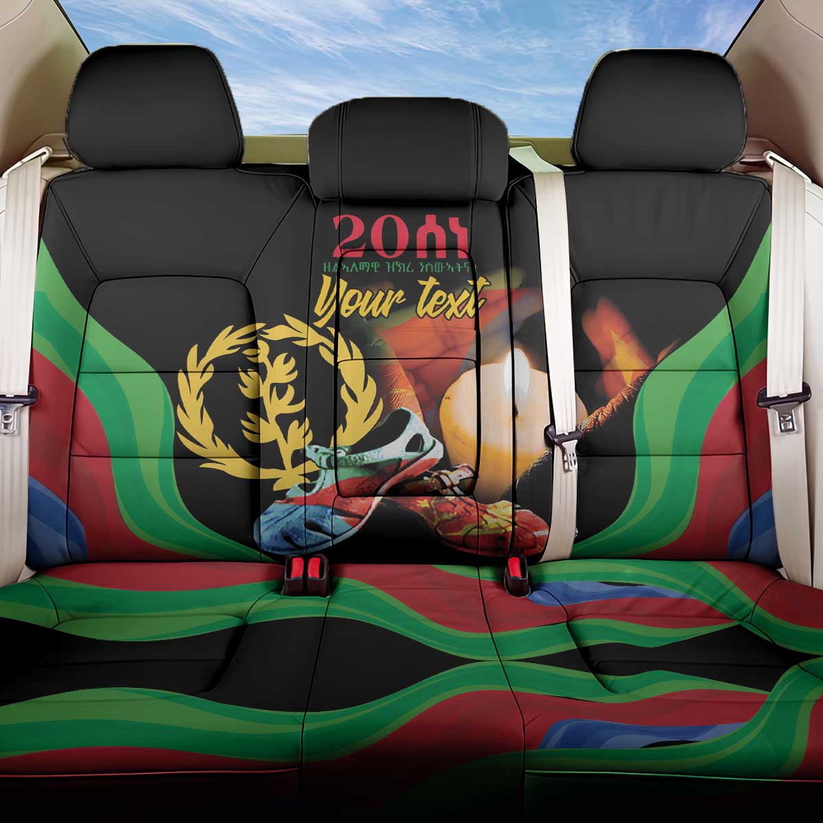 Personalized Eritrea Maelti Siwuat Back Car Seat Cover Shida Shoes Glory To Our Martyrs Eritrea LT9 - Wonder Print Shop