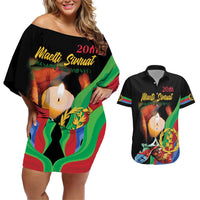 Personalized Eritrea Maelti Siwuat Couples Matching Off Shoulder Short Dress and Hawaiian Shirt Shida Shoes Glory To Our Martyrs Eritrea LT9 - Wonder Print Shop
