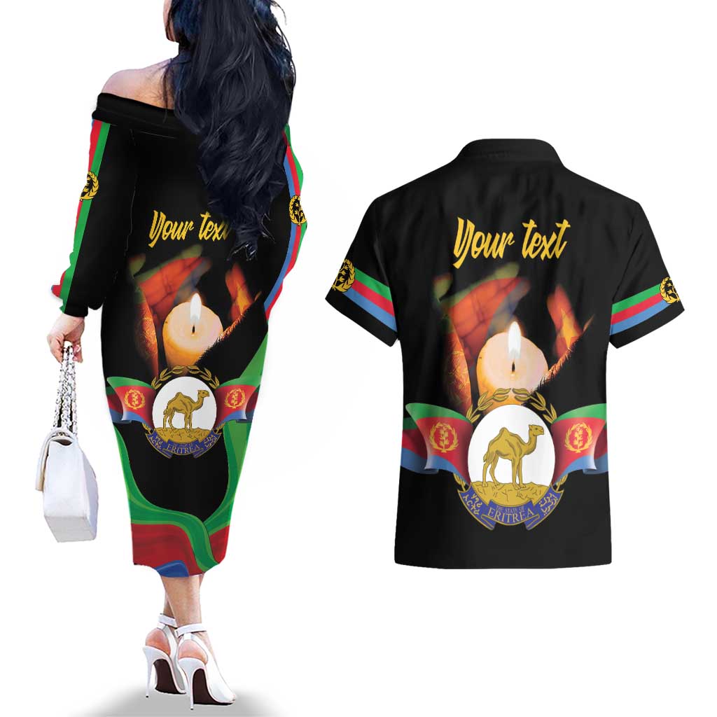 Personalized Eritrea Maelti Siwuat Couples Matching Off The Shoulder Long Sleeve Dress and Hawaiian Shirt Shida Shoes Glory To Our Martyrs Eritrea LT9 - Wonder Print Shop