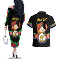 Personalized Eritrea Maelti Siwuat Couples Matching Off The Shoulder Long Sleeve Dress and Hawaiian Shirt Shida Shoes Glory To Our Martyrs Eritrea LT9 - Wonder Print Shop
