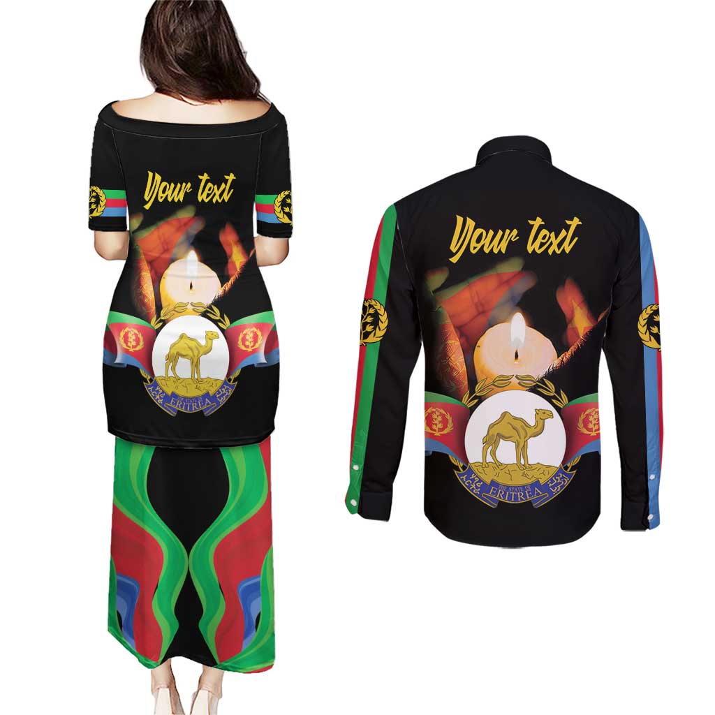 Personalized Eritrea Maelti Siwuat Couples Matching Puletasi and Long Sleeve Button Shirt Shida Shoes Glory To Our Martyrs Eritrea LT9 - Wonder Print Shop