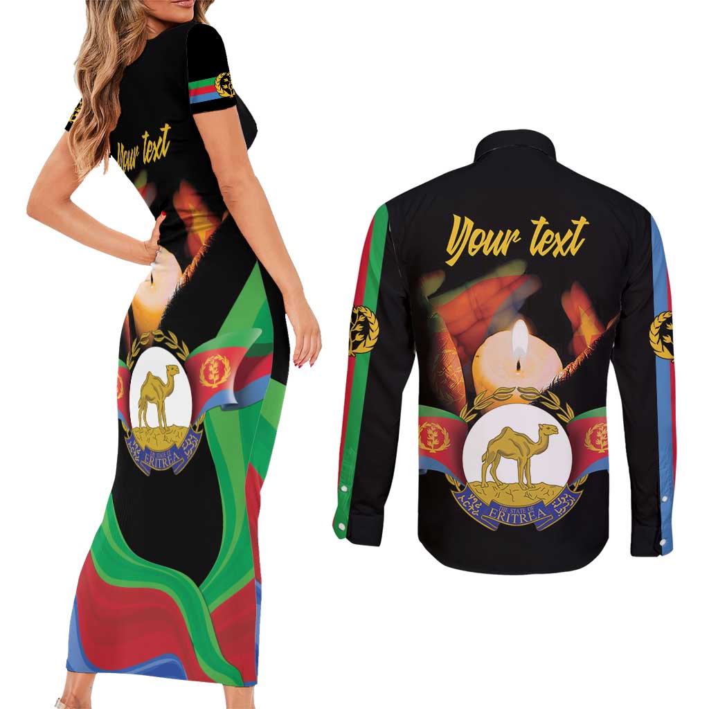 Personalized Eritrea Maelti Siwuat Couples Matching Short Sleeve Bodycon Dress and Long Sleeve Button Shirt Shida Shoes Glory To Our Martyrs Eritrea LT9 - Wonder Print Shop
