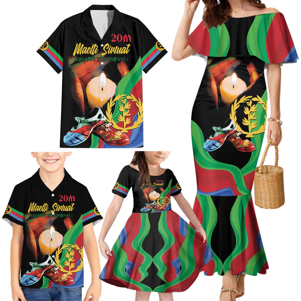 Personalized Eritrea Maelti Siwuat Family Matching Mermaid Dress and Hawaiian Shirt Shida Shoes Glory To Our Martyrs Eritrea LT9 - Wonder Print Shop