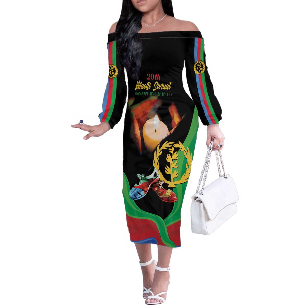 Personalized Eritrea Maelti Siwuat Family Matching Off The Shoulder Long Sleeve Dress and Hawaiian Shirt Shida Shoes Glory To Our Martyrs Eritrea - Wonder Print Shop