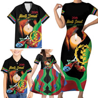 Personalized Eritrea Maelti Siwuat Family Matching Short Sleeve Bodycon Dress and Hawaiian Shirt Shida Shoes Glory To Our Martyrs Eritrea - Wonder Print Shop