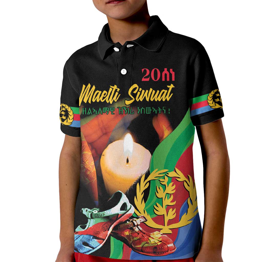 Personalized Eritrea Maelti Siwuat Kid Polo Shirt Shida Shoes Glory To Our Martyrs Eritrea - Wonder Print Shop