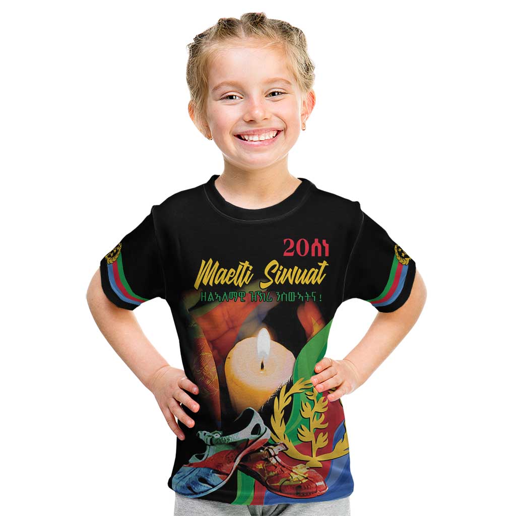 Personalized Eritrea Maelti Siwuat Kid T Shirt Shida Shoes Glory To Our Martyrs Eritrea - Wonder Print Shop