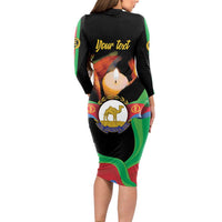 Personalized Eritrea Maelti Siwuat Long Sleeve Bodycon Dress Shida Shoes Glory To Our Martyrs Eritrea - Wonder Print Shop