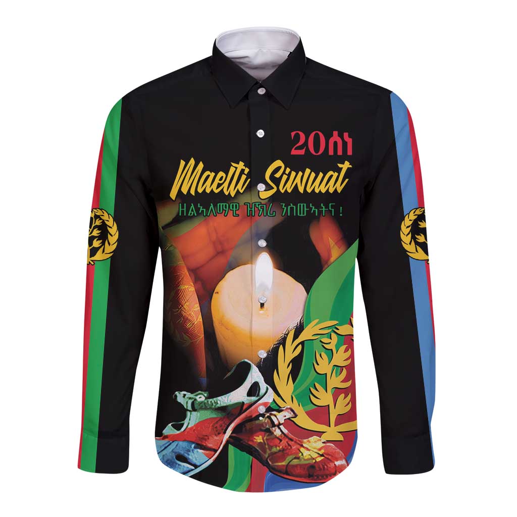 Personalized Eritrea Maelti Siwuat Long Sleeve Button Shirt Shida Shoes Glory To Our Martyrs Eritrea - Wonder Print Shop