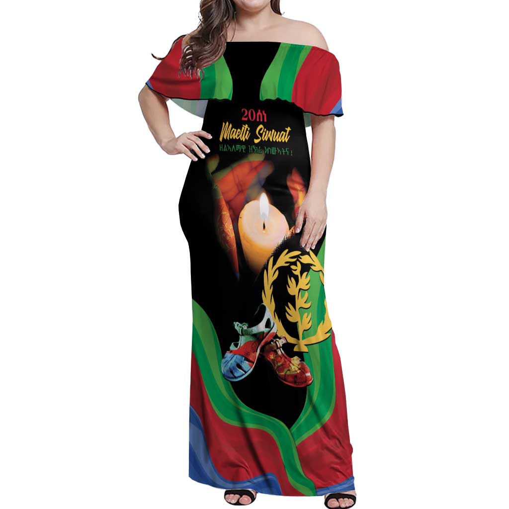 Personalized Eritrea Maelti Siwuat Off Shoulder Maxi Dress Shida Shoes Glory To Our Martyrs Eritrea - Wonder Print Shop
