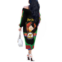 Personalized Eritrea Maelti Siwuat Off The Shoulder Long Sleeve Dress Shida Shoes Glory To Our Martyrs Eritrea - Wonder Print Shop