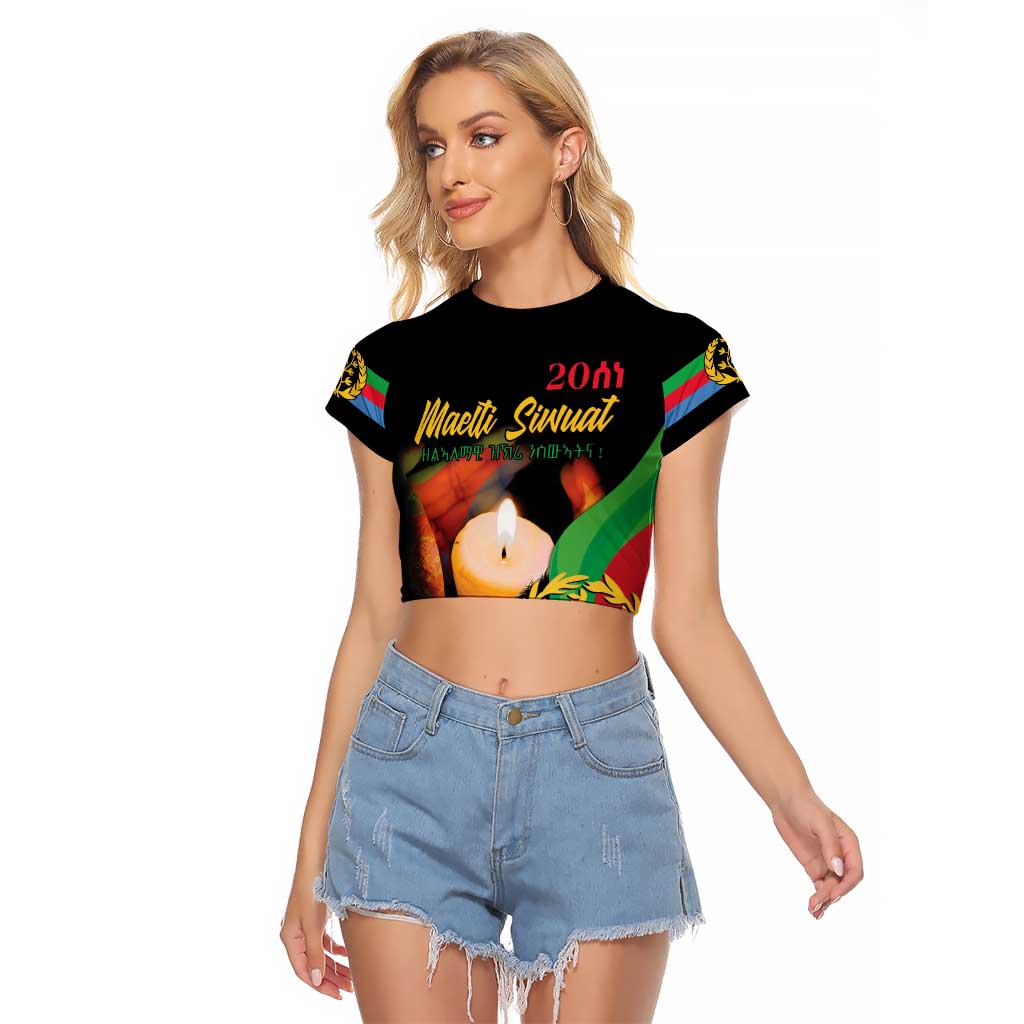 Personalized Eritrea Maelti Siwuat Raglan Cropped T Shirt Shida Shoes Glory To Our Martyrs Eritrea - Wonder Print Shop