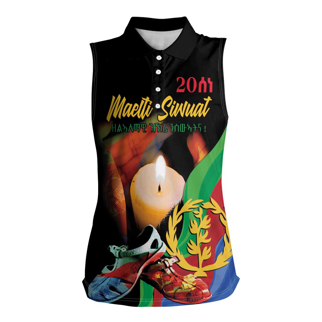 Personalized Eritrea Maelti Siwuat Women Sleeveless Polo Shirt Shida Shoes Glory To Our Martyrs Eritrea - Wonder Print Shop