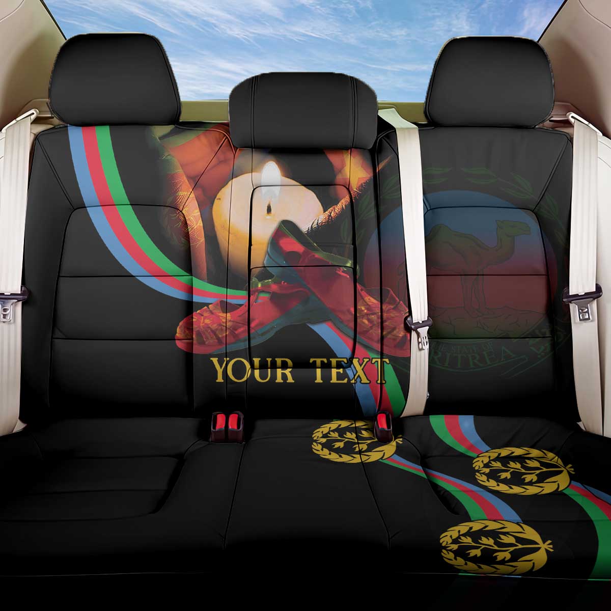 Personalized Eritrea Maelti Siwuat Back Car Seat Cover Candle Vigil Glory To Our Martyrs Eritrea LT9 - Wonder Print Shop