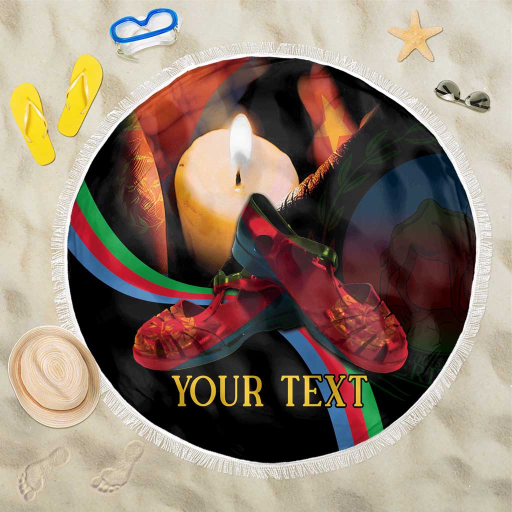 Personalized Eritrea Maelti Siwuat Beach Blanket Candle Vigil Glory To Our Martyrs Eritrea LT9 - Wonder Print Shop