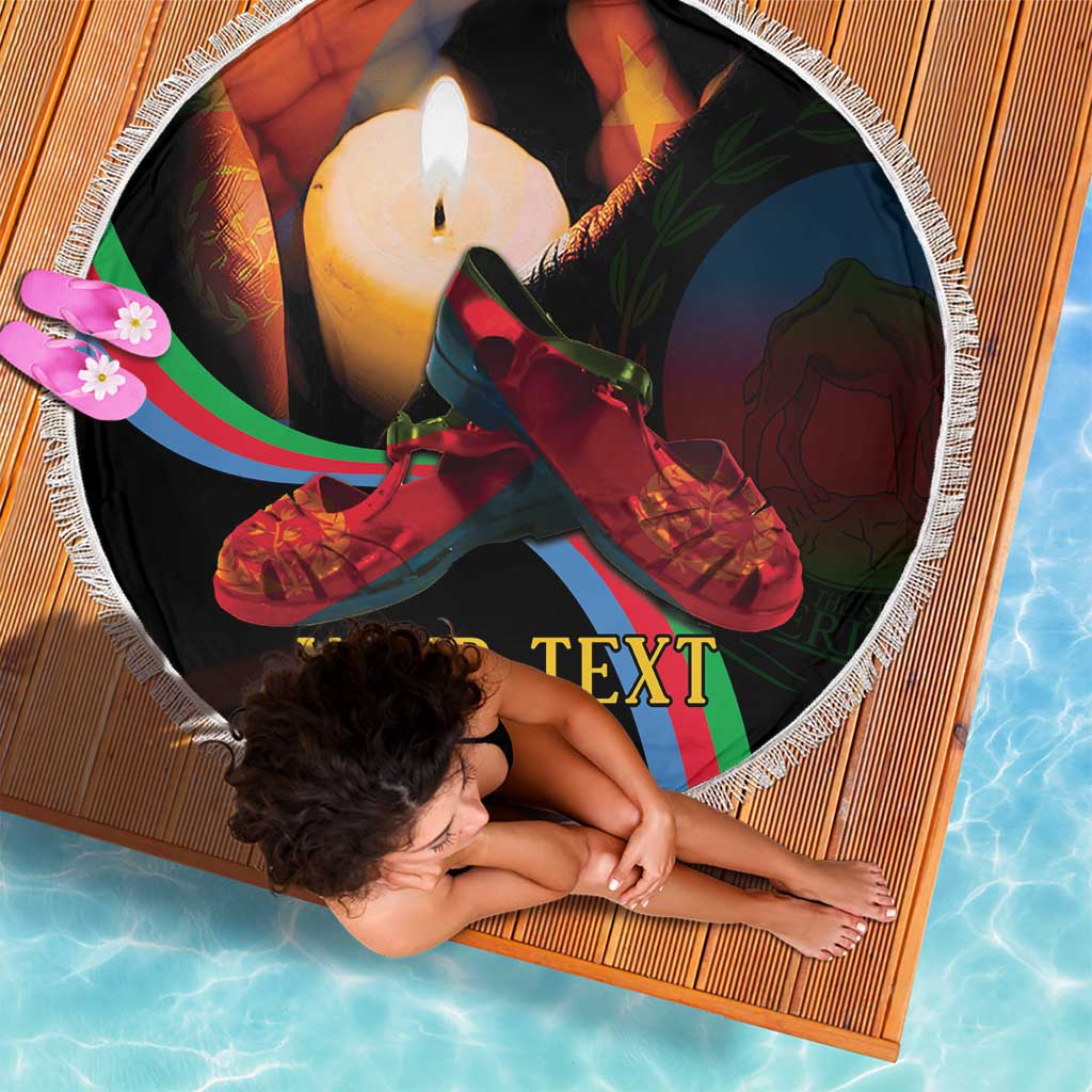 Personalized Eritrea Maelti Siwuat Beach Blanket Candle Vigil Glory To Our Martyrs Eritrea LT9 - Wonder Print Shop