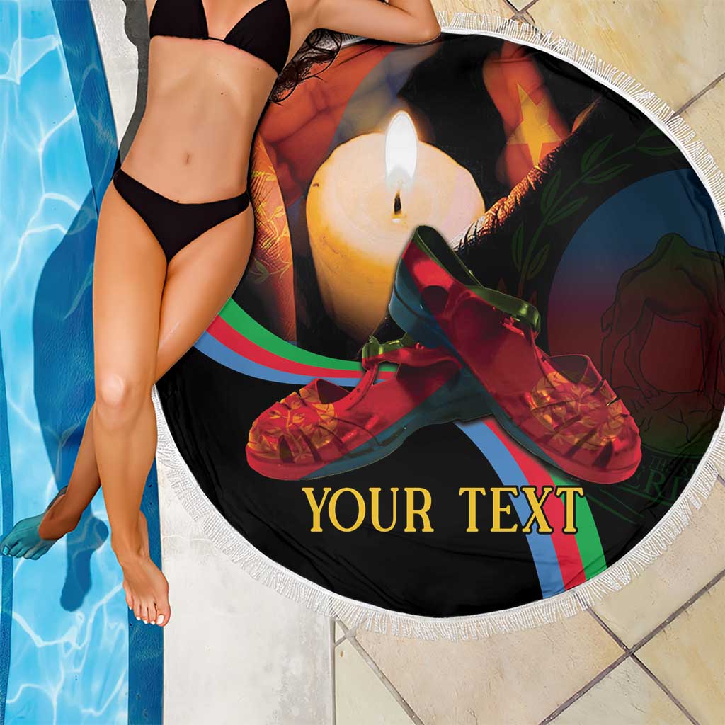 Personalized Eritrea Maelti Siwuat Beach Blanket Candle Vigil Glory To Our Martyrs Eritrea LT9 - Wonder Print Shop