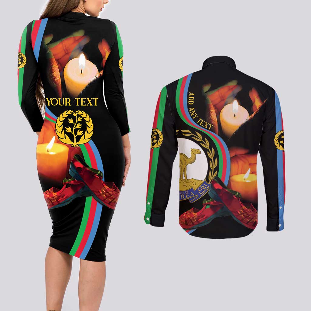 Personalized Eritrea Maelti Siwuat Couples Matching Long Sleeve Bodycon Dress and Long Sleeve Button Shirt Candle Vigil Glory To Our Martyrs Eritrea LT9 - Wonder Print Shop