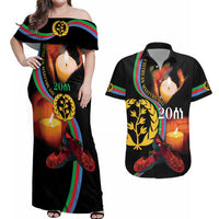 Personalized Eritrea Maelti Siwuat Couples Matching Off Shoulder Maxi Dress and Hawaiian Shirt Candle Vigil Glory To Our Martyrs Eritrea LT9 - Wonder Print Shop