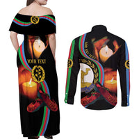 Personalized Eritrea Maelti Siwuat Couples Matching Off Shoulder Maxi Dress and Long Sleeve Button Shirt Candle Vigil Glory To Our Martyrs Eritrea LT9 - Wonder Print Shop